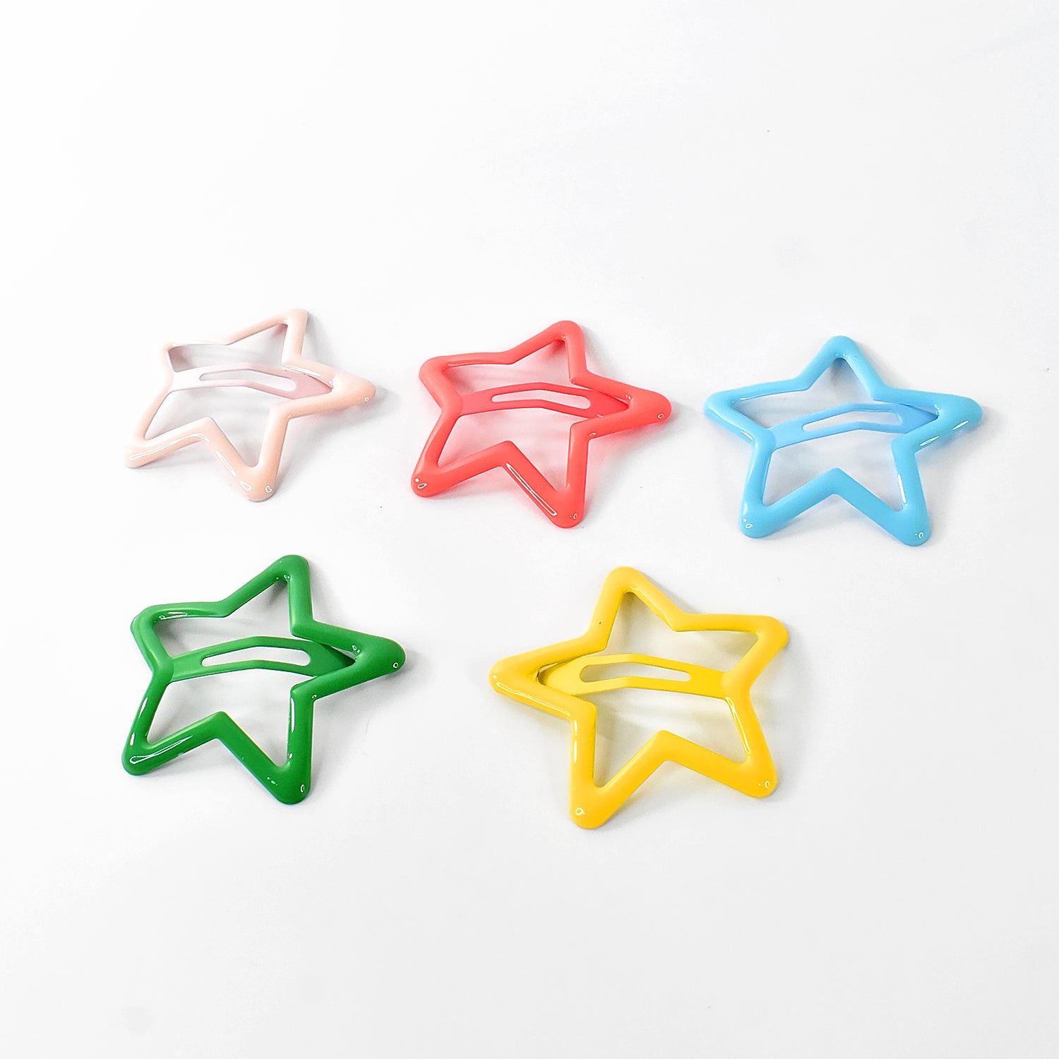 Metal Printed Star Shape Hair Clips (10 Pcs Set)