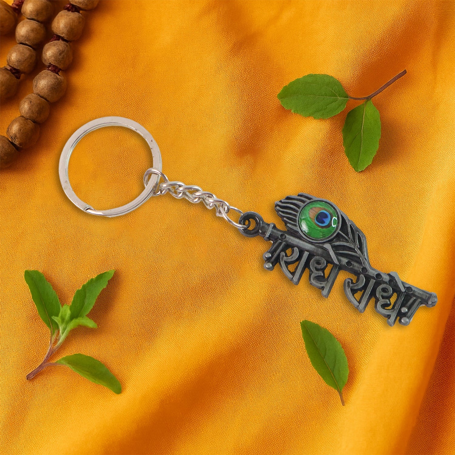Stylish Radha Krishna Radhe Radhe Metal Keychain (1 Pc)