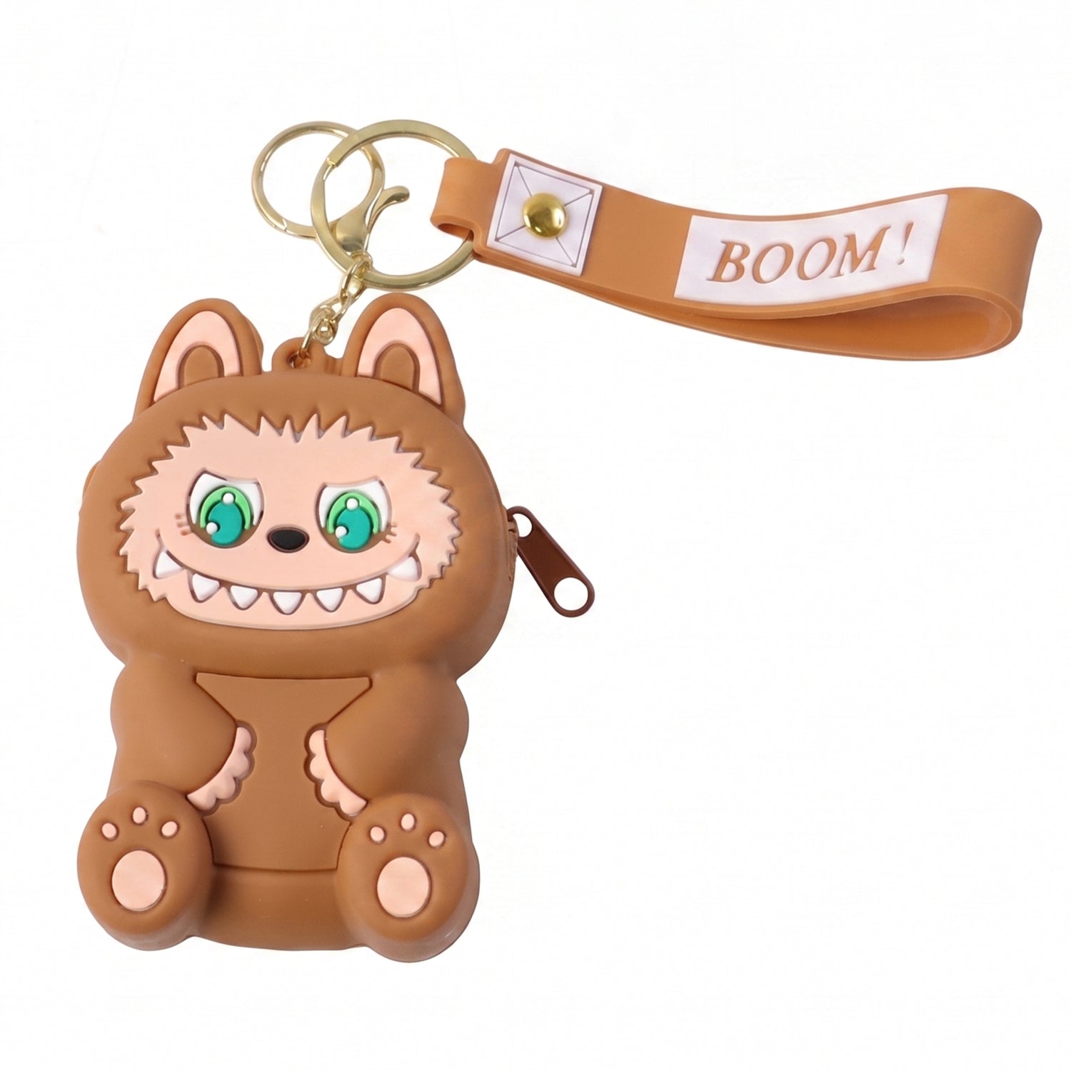 Cute Cartoon Character Mini Silicone Pouch Keychain With Strap (1 Pc)