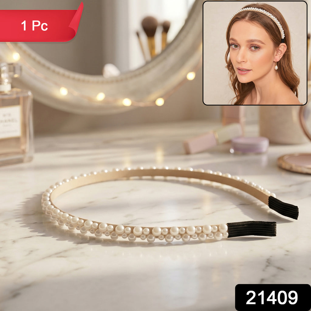 Double Layer Pearl Hairband Stylish Headband For Girls (1 Pc)