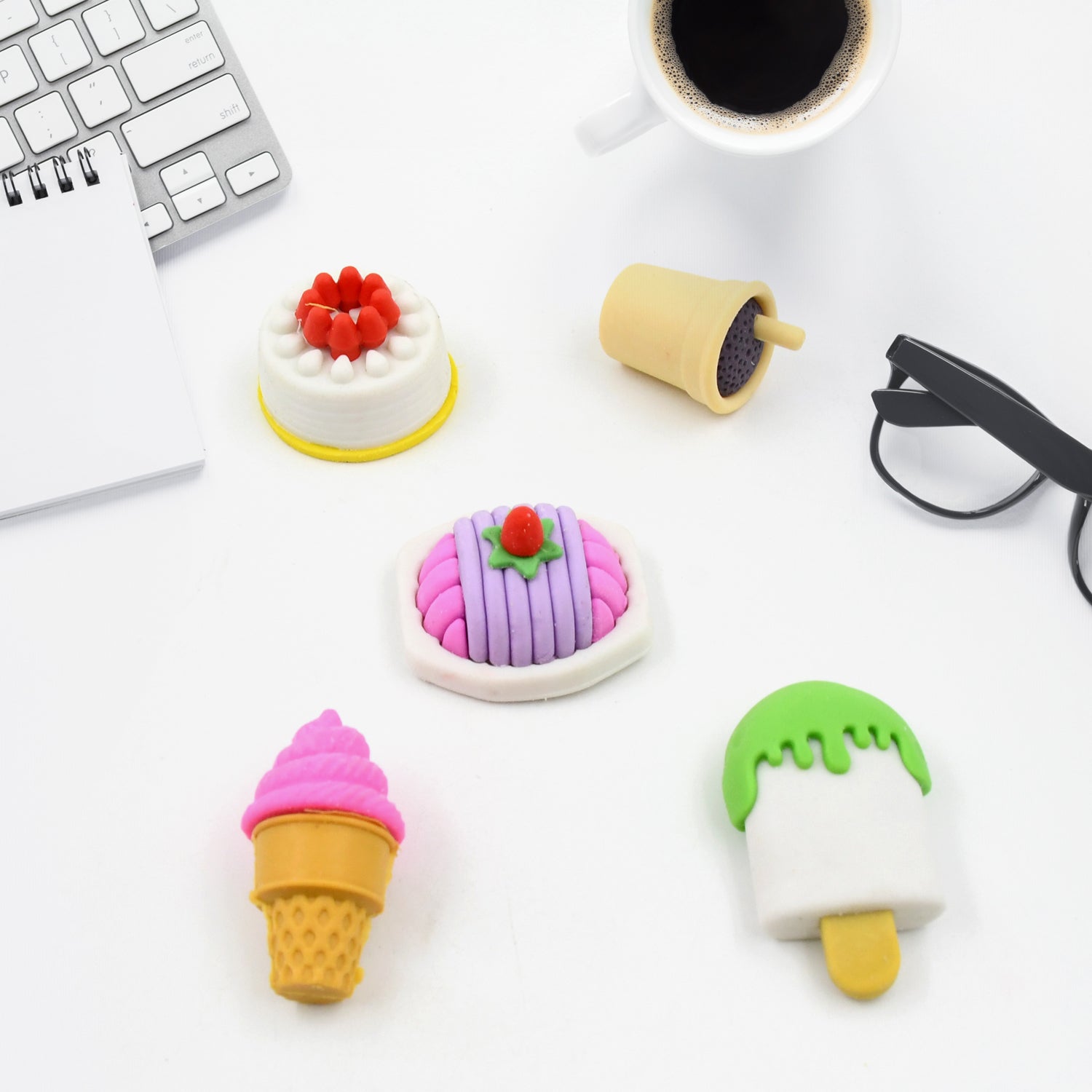 18032 3d Mix Design Fancy  Stylish Colorful Erasers Mini Eraser Creative Cute Novelty Eraser For Children Different Designs Eraser Set For Return Gift Birthday Party School Prize (1 Set)