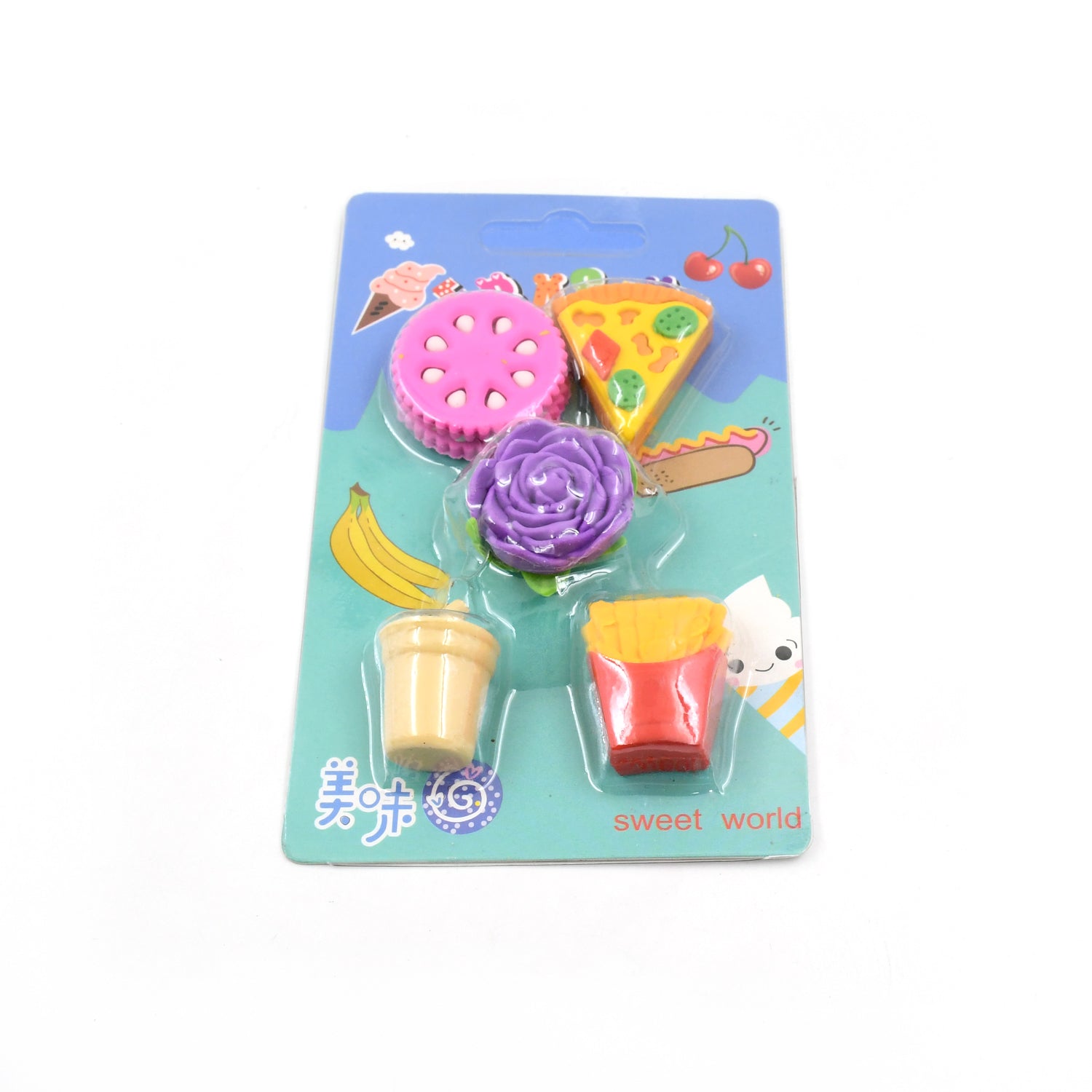 18032 3d Mix Design Fancy  Stylish Colorful Erasers Mini Eraser Creative Cute Novelty Eraser For Children Different Designs Eraser Set For Return Gift Birthday Party School Prize (1 Set)