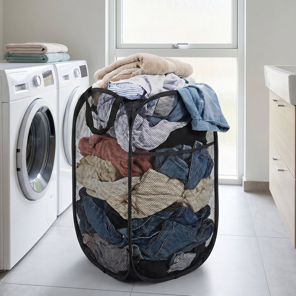 Foldable Mesh Laundry Bag Hamper (1 Pc 61x35x35 Cm)