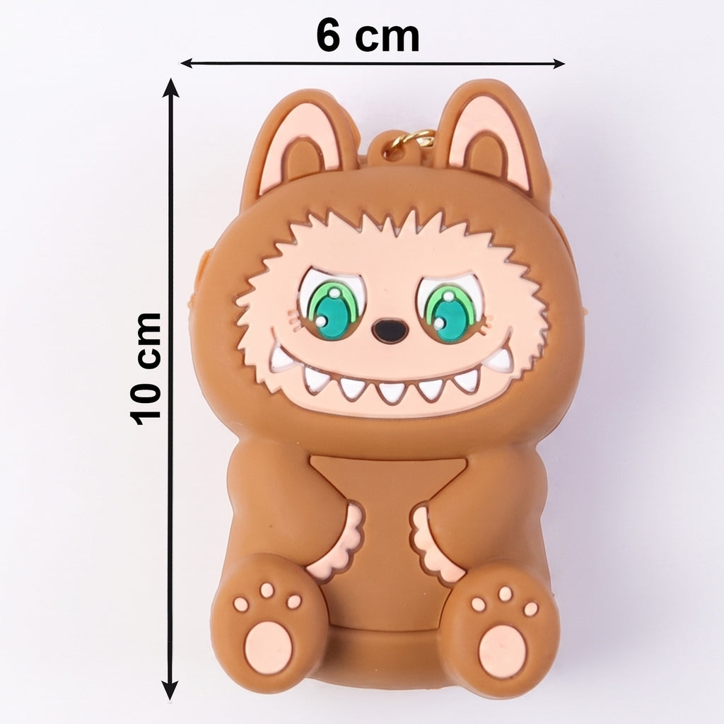 Cute Cartoon Character Mini Silicone Pouch Keychain With Strap (1 Pc)
