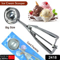 2418  Ice Cream Serving Scoop  Stainless Steel Premium Quality Ice Cream Serving Spoon Scooper With Trigger Release