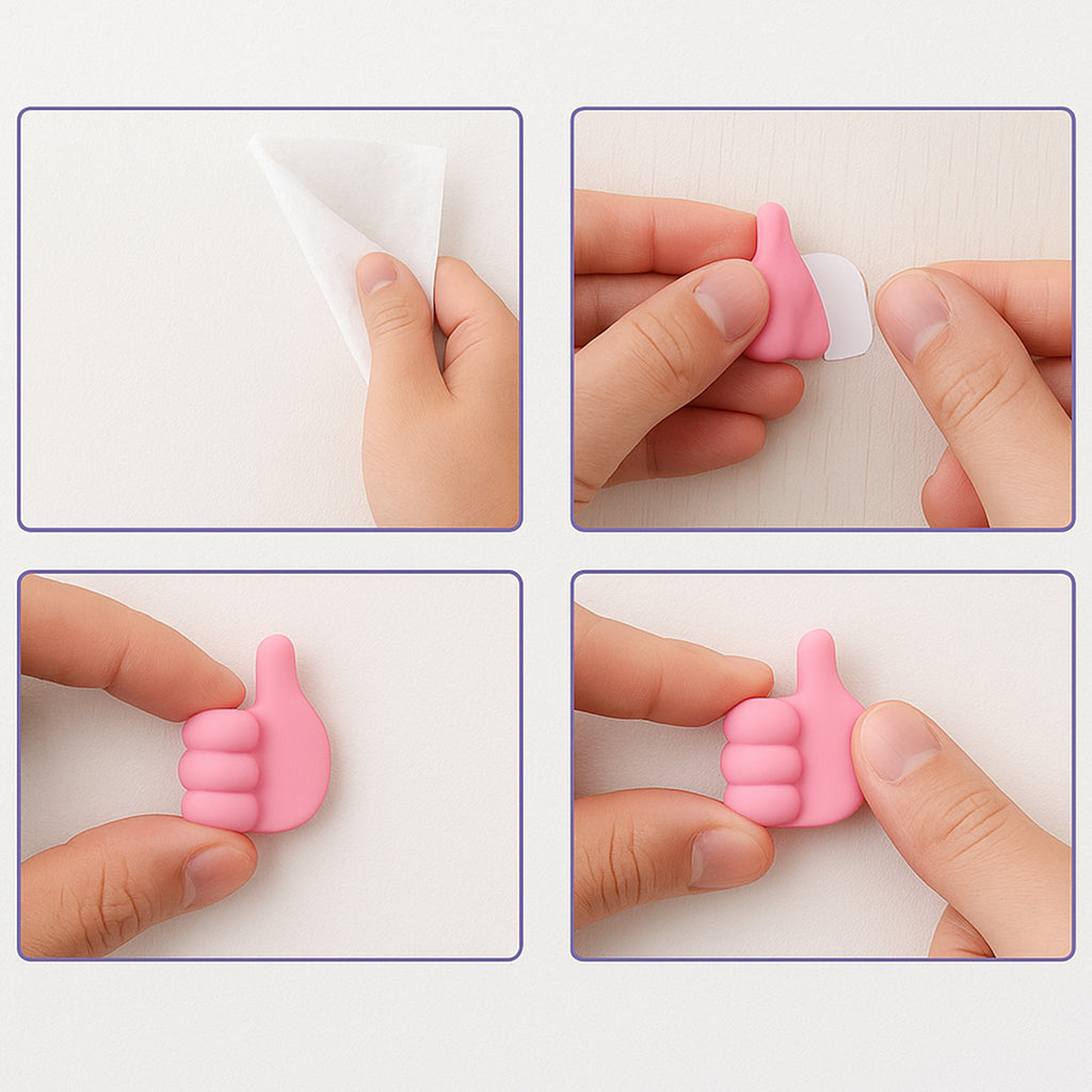 Pink Multifunctional Multi Functional Hand Shape Wall Clip Hanger Keys Cable Holder