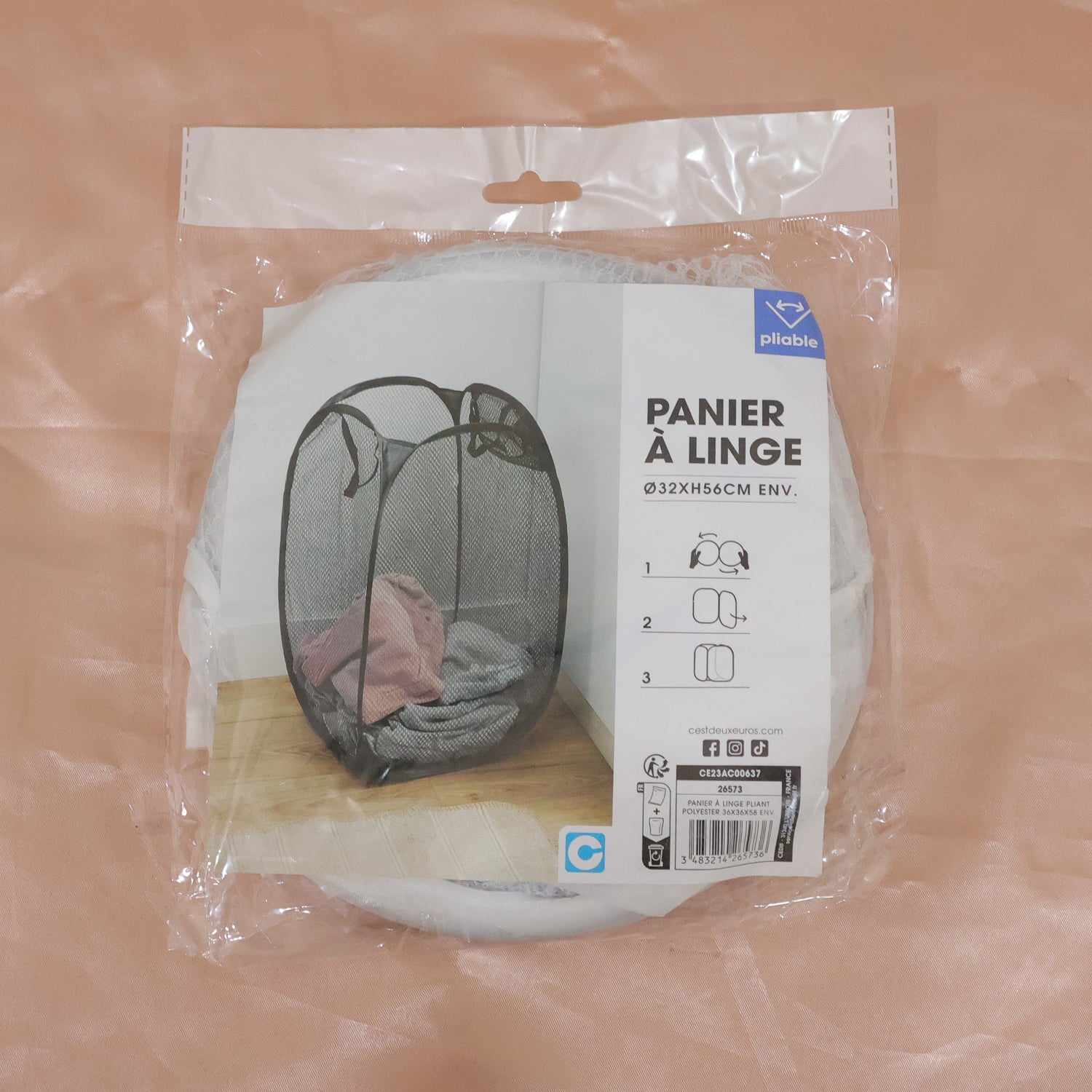 Foldable Mesh Laundry Bag Hamper (1 Pc 32x56 Cm)