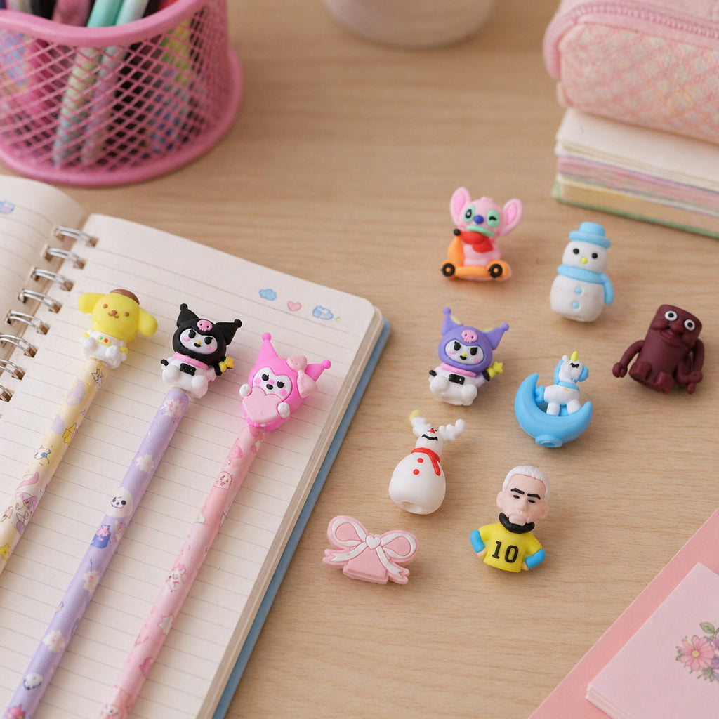 Cute Cartoon Pencil Topper Cap (1 Pc Mix Design)