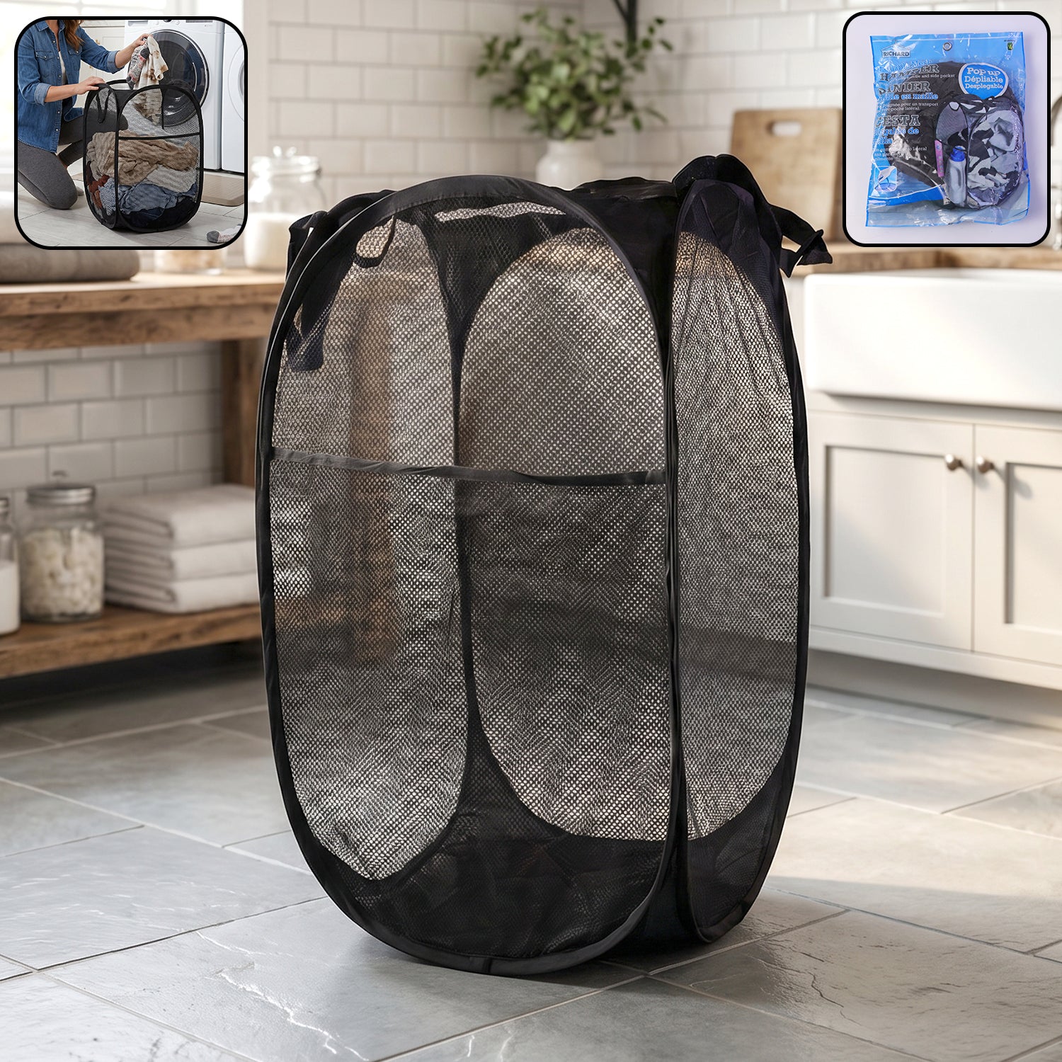 Foldable Mesh Laundry Bag Hamper (1 Pc 61x35x35 Cm)